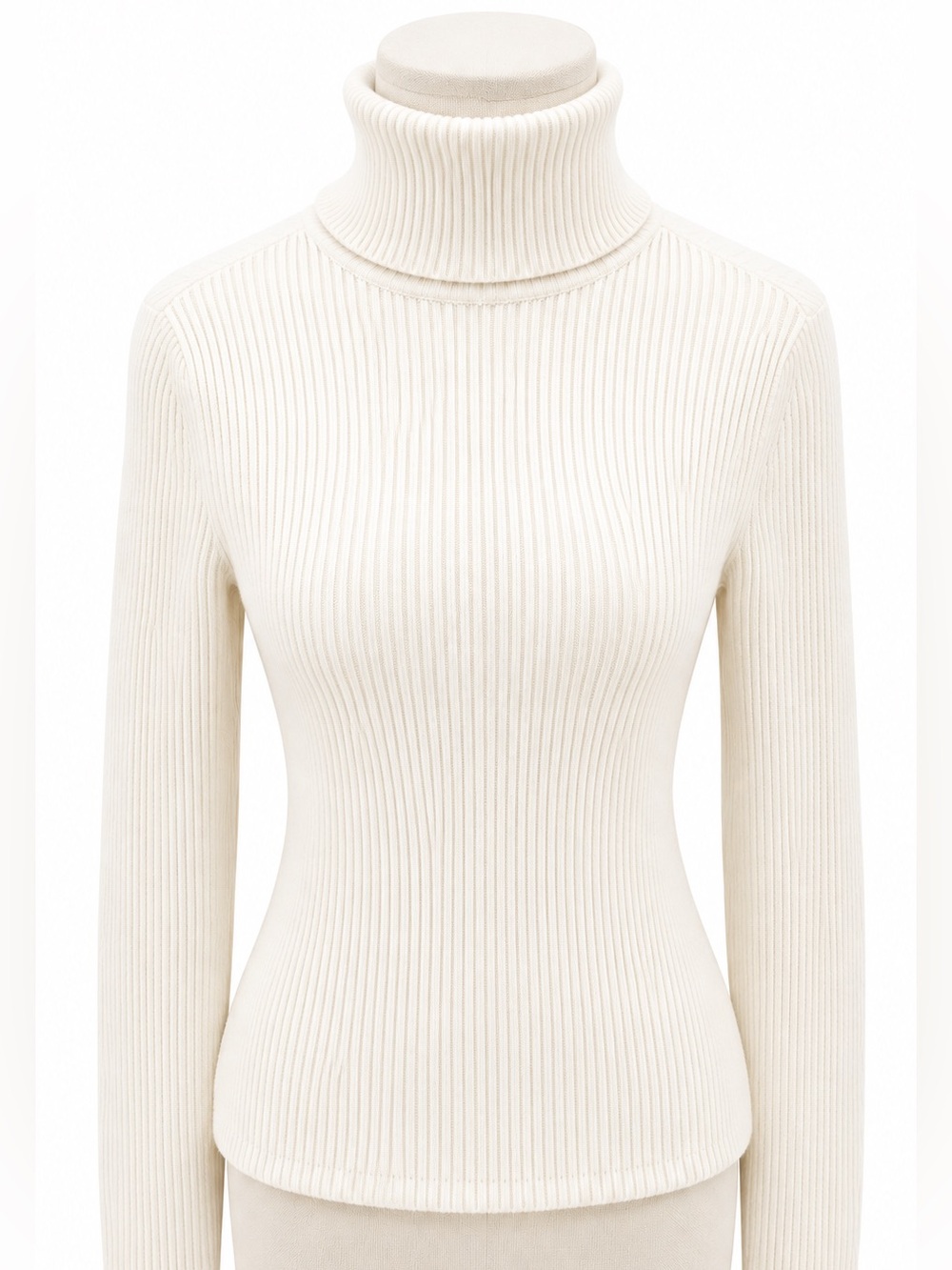 French Connection Cream Ribbed Turtleneck